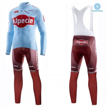 Tenue Cycliste Manches Longues et Collant à Bretelles 2019 Team Katusha Alpecin Hiver Thermal Fleece N001